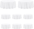 PureFit 8 Pack Round White Table Cloths 70 Inch for Round Tables, Stain and Wrinkle Resistant Table Linens for Home Use, Wedding, Party, Banquet and Camping