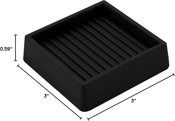 2X2 Rubber Caster Cups, Non Slip Furniture Pads, Anti-Slip Gripper, Anti Skid Furniture Feet, Anti Slide Floor Protector for Bed Couch Table Chair Stoppers - 12 Pack, Black