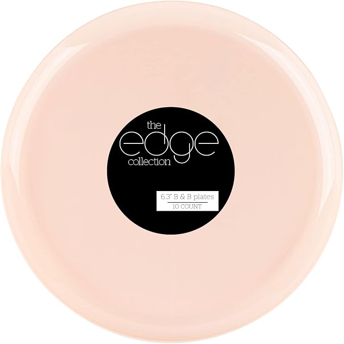 [30 Pack 6.3''] Pink Plastic Party Plates Edge Collection Premium heavyweight Elegant Disposable Tableware Dishes