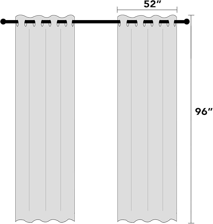 PrinceDeco Blackout Curtains for Bedroom/Living Room Light Blocking White Curtains 96 Inches Long Room Darkening Curtains & Drapes Thermal Insulated Window Treatments for Room Decor,Pure White