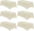 VidaFete Tablecloth 6 Pack 90 * 156inch Rectangle Table Cloth Polyester, Stain Wrinkle Resistant Polyester Dining Table Cover for Kitchen Dinning Party Wedding Rectangular Buffet Decoration(Ivory)