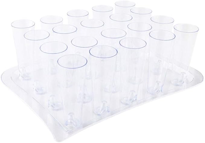 5 oz Round Clear Plastic Tall Cocktail Glass - With Serving Tray - 14 1/2" x 10 1/2" x 5" - 100 count box