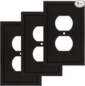 Modern Edge Decorative Wall Plate Switch Plate Outlet Cover, Durable Solid Zinc Alloy (Single Duplex 3PK, Matte Black)