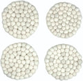 Humble Hilo Handmade Felt Coaster, 3.9 inches, Set of 4 (White)