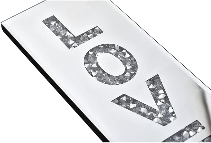 Pibeyer Crystal Crush Diamond Wall Candle Holder Set of 2, Silver Mirrored Candle Sconces Wall Decor, Love & Home Letter Home Decoration for Living Room，Dining Room and Bedroom