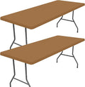 Spandex 5 Foot Rectangle Table Cloth 2 Pack, Elastic Fitted Tablecloths for Picnic, Stretch Washable Patio Table Cover for Outdoor, Camping, Banquet and Parties(Brown, 30"x60")