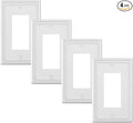 4-Pack Decorator Outlet Cover Plate, Decorative Switch Plates and Outlet Covers, Pure White Metal Wall Plates for Electrical Outlets, Receptacle, GFCI Outlet, Dimmer Switch