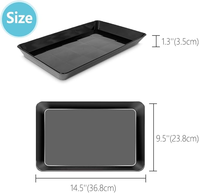 Serving Tray Platter, 4 Pcs Food Tray for Veggie Fruit Snack Dessert Cookie Cheese, Food Trays for Party Supplies Display, Plastic Platters for Serving Food, Large Trays, BPA Free