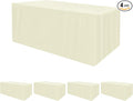 HolidayIdeas Fitted Table Covers for 6 Foot Tables - 72 x 30 Inch - 4 Pack Rectangle Butter Cream Tableclothes Fabric Tablecloth for Folding Table, Parties, Holiday Dinner, Wedding, Trade Show