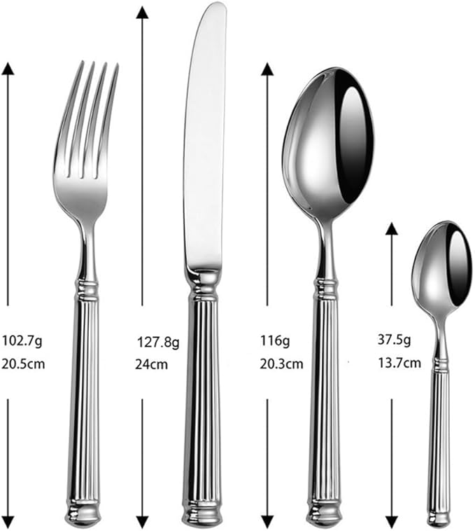 Silverware Set for 8 Flatware Set 32 Pieces Elegance Luxury Tableware Set Roman Column Handle Knives and Forks spoons 18/10 Stainless Steel Cutlery Utensil Sets for Home Restaurant Dishwasher Safe