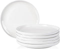 White Dinner Plates Set of 6, 10 Inch Ceramic Ribbed Texture Salad Plates, Kitchen Serving Dishes for Pizza, Steak, Microwave & Dishwasher Safe, Scratch Resistant
