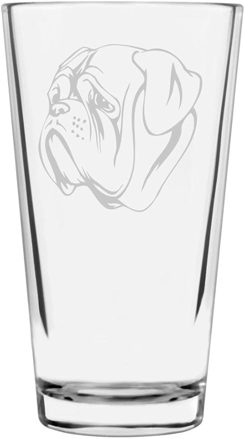 Dogue de Bordeaux (French Mastiff) Dog Themed Etched All Purpose 16oz Pint Glass