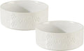 Ceramic Dog Bowl Set, 7.3" Dog Bowls with Anti-Slip Rings for Medium Breed Dogs, 5 Cup Food and Water Bowls, Pet Dishes for Medium-Sized Dogs, Microwave Safe (Double Bowls - White, 7.3 inch)