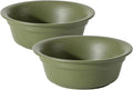 Ceramic 5.5inch Set of 2 Dog and Cat Bowls, 2pcs Basic 1 Cup Food or 9.5 oz Water Dishes for Puppy, Kitty, Wide Opening Rounded Edge (2 Bowls, Olive Green)
