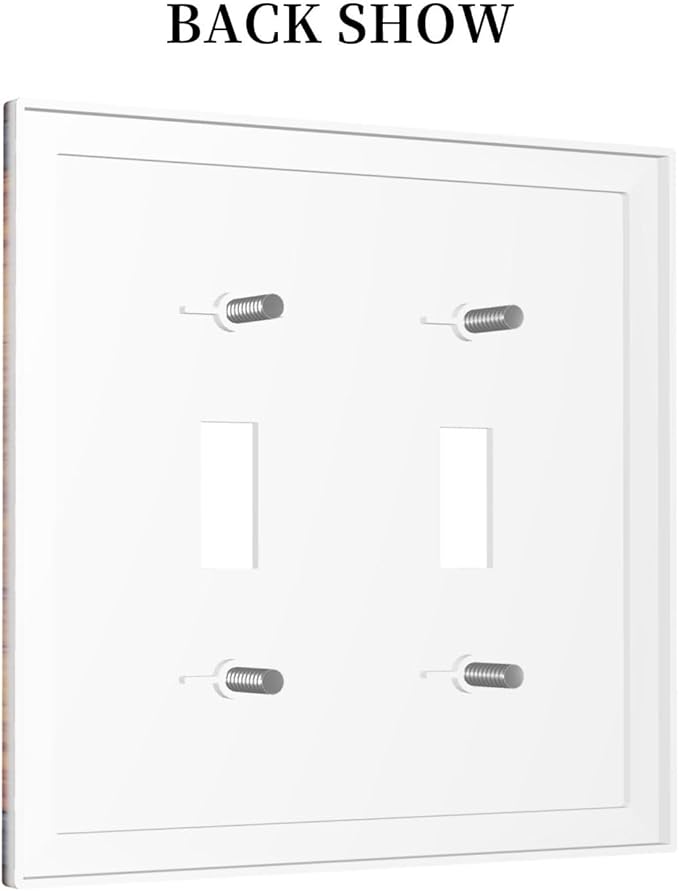 Decorative Light Switch Cover Rustic Farmhouse Barn Door Vintage Wood 2 Gang Wall Plate Double Toggle Switch Plate Receptacle Electrical Outlet Cover Switchplate for Bathroom Cabin（2 Pack）