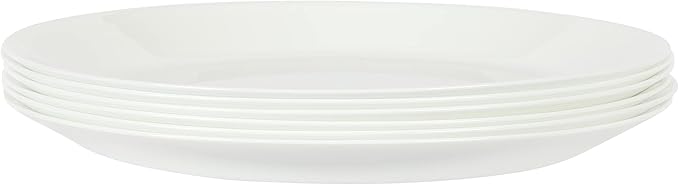 Gibson Home Ultra Round 6 Pieces 10 Inch Opal Glass Crack and Chip Resistant Dishes, Lightweight Round Dinnerware Set Plates, Microwave & Dishwasher Safe