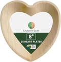 Charity Leaf Disposable Palm Leaf 8" Heart Plates (25 pieces) Bamboo Like Serving Platters, Disposable Boards, Eco-Friendly Dinnerware For Weddings, Catering, Events