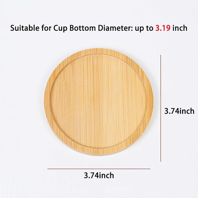 Wood Coasters Set of 4 - Handcrafted Drink Coaster Thick Heat-Resistant for Office, Bar, Farmhouse - Natural Bamboo Drink Cup Coasters for Table Protection