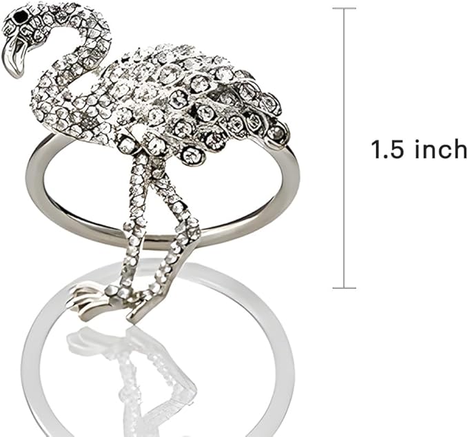 Decozen Set of 12 Silver Napkin Rings in Flamingo Design Festive Table Decor Setting for Holiday Wedding, Birthday, Kitchen, Home Decor Housewarming Gift - Mothers Day Decorations
