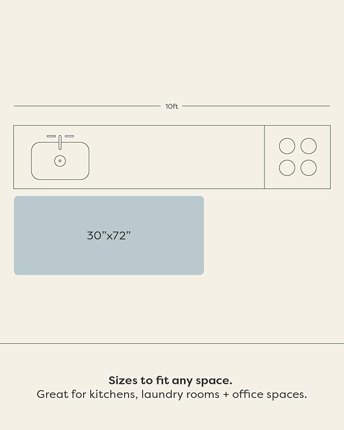 House of Noa Nama Standing Mat – Anti-Fatigue Cushioned Kitchen Mats for Floor | Ergonomic Bounce-Back Foam Kitchen Mats | Anti-Fatigue Mats for Kitchen & Standing | Minerals Quartz | 30" x 72"