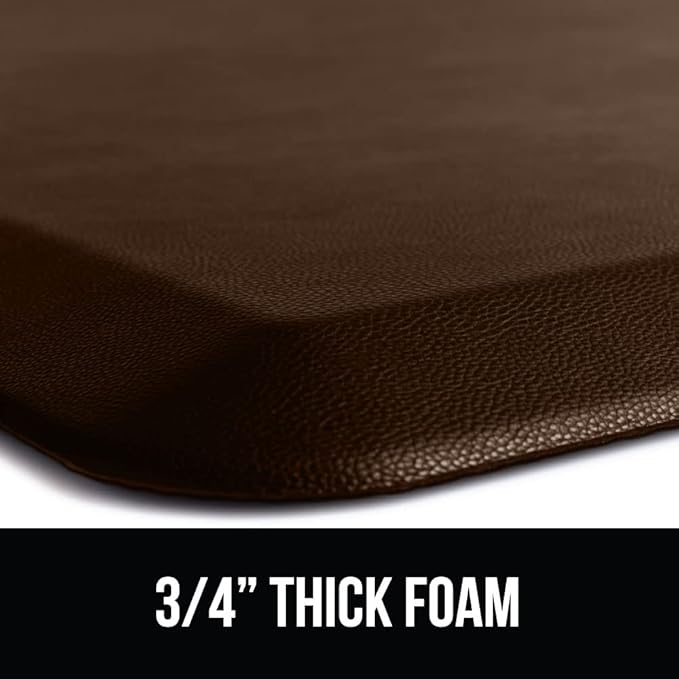 GORILLA GRIP Comfortable Cushioned Kitchen Mats for Floor, 70x24, Waterproof and Stain Resistant Soft Top, 3/4 Inch Thick Ergonomic Standing Desk Anti Fatigue Mat, Foam Supports Ankles and Feet, Brown