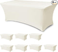 Spandex Table Cloths for 6 Foot Rectangle Tables-8 Pack Fitted Stretch Cream Table Covers-Elastic Folding Tablecloths for Party, Vendor Booth Display, Banquet Buffet Event, Craft Trade Show