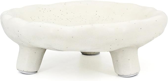 Three-Legs Ceramic Decorative Bowl- 8" Small White Footed Fruit Bowl for Kitchen Counter, Entryway &Table Home Décor,Multi-Purpose Footed Centerpiece Bowl for Candy,Breads,candles, trinkets or key