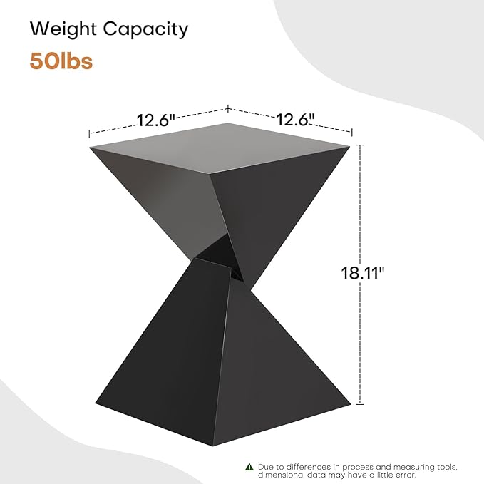 BECHAEO 12.6" Black Acrylic Side Table, Lightweight Irregular Design, Modern End Table for Small Spaces, Versatile Nightstand for Living Room Bedroom & Patio, Versatile Indoor/Outdoor Accent Table