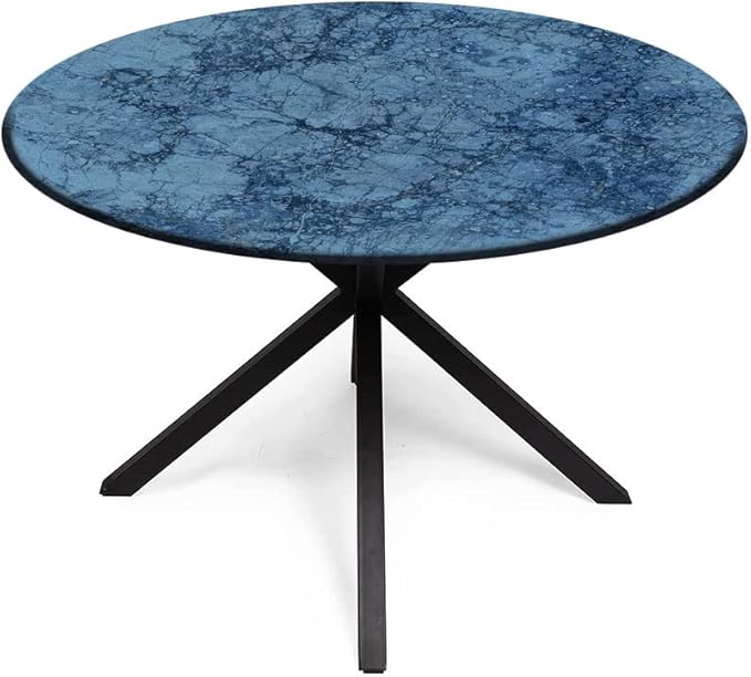 Elastic Tablecloth, Marble Decorative Fabric Table Cover for, Abstract Crack Pattern, Fit Round Tables 35inch Diameter, for Dining Room/Party/Banquet Decoration, Blue