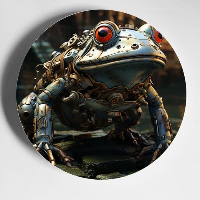 Frog Ceramic Art Plate 10-inch, with Stand & Wall Mount Options DP-701862072