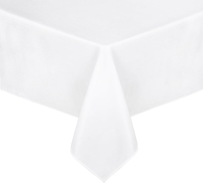 JIUZHEN Faux Linen Farmhouse Tablecloth Rectangular, Wrinkle Stain Resistant Table Cloth Rectangle Table Cover for Kitchen Dining, Holiday Party Dinner, White, 60 x 102 Inch