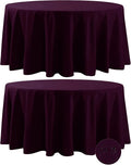 Fokitut 2 Pack Waterproof Round Tablecloth, 120 Inch, Stain Resistant and Wrinkle Polyester Table Cloth, Fabric Table Cover for Kitchen Dining, Wedding, Party, Holiday Dinner-Eggplant
