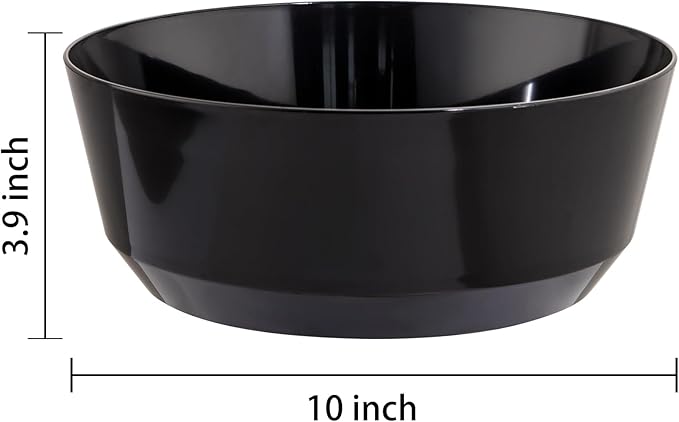 Hioasis 8 Pack Plastic Serving Bowls 128oz Black Plastic Bowls Heavy Duty Disposable Serving Bowls for Party Snack & Salad & Candy & Bar Buffet & Wedding
