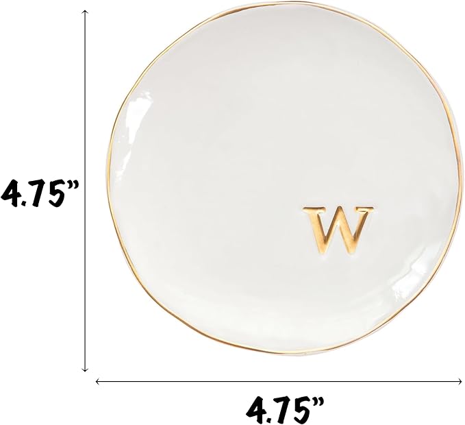 COLLECTIVE HOME - Ceramic Jewelry Tray, Decorative Trinket Dish for Rings Earrings Necklaces Bracelet Watch Keys, Birthday Mother's Day Christmas Gift for Women, 4.75", Glossy (w)