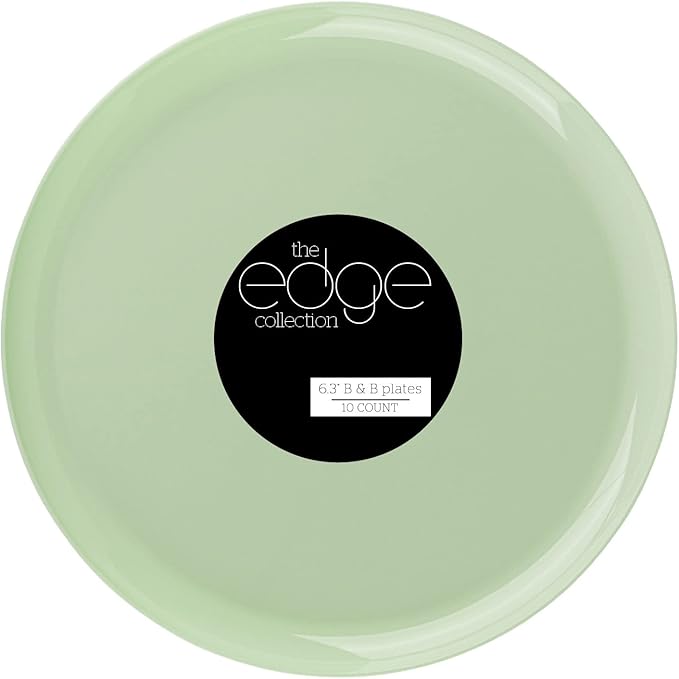 [30 Pack 6.3''] Mint Green Plastic Party Plates Edge Collection Premium heavyweight Elegant Disposable Tableware Dishes