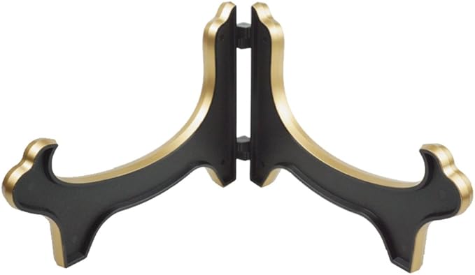 Artliving Display Stand Easel Bowl Stand for Display Large Deep Bowls, Platters and Deep Dishes Black Gold