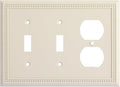 Henne Bery Sunken Pearls Heavy Duty Decorative Wall Plate Switch Plate Outlet Cover (Double Toggle/Single Duplex, Light Almond)