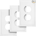 Henne Bery Modern Edge Decorative Wall Plate Switch Plate Outlet Cover, Durable Solid Zinc Alloy (Single Duplex 3PK, White)