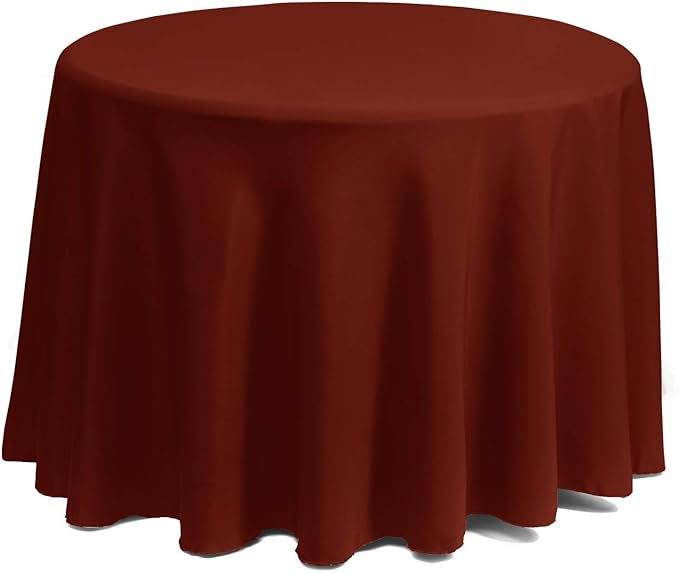 Gee Di Moda Round Tablecloth - 108 Inch Burnt Orange Round Table Cloth for 48 to 72 Inch Round Tables - Heavy Duty Washable Fabric - for Buffet Table, Holiday Party, Dinner, Wedding & Baby Shower