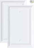 2-Pack Single Blank Wall Plate, Durable Natural Bamboo Fiber Wall Plate Cover,Pure White 1 Gang Wall Plate for Unused Outlets/Switches, Corrosion Resistant