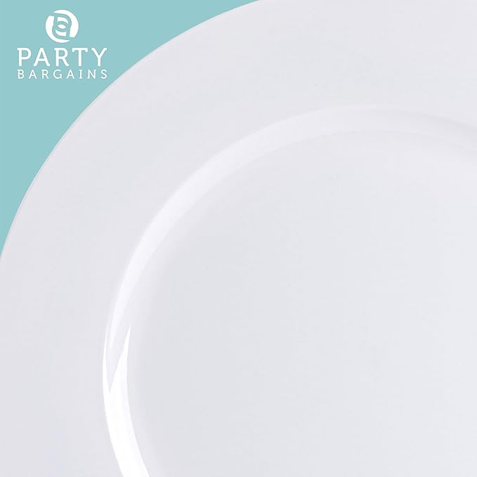 PARTY BARGAINS 13-Inch Charger Plates - 16 Pack, White, Heavy-Duty Disposable Chargers for Elegant Dining - Ideal for Weddings and Formal Events