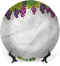Ceramic Display Plate, Vineyard Ceramic Hanging Decorative Plate, Leaves and Ripe Grapes, 8 Inch, Living Room Kitchen Decoration Household, Multicolor