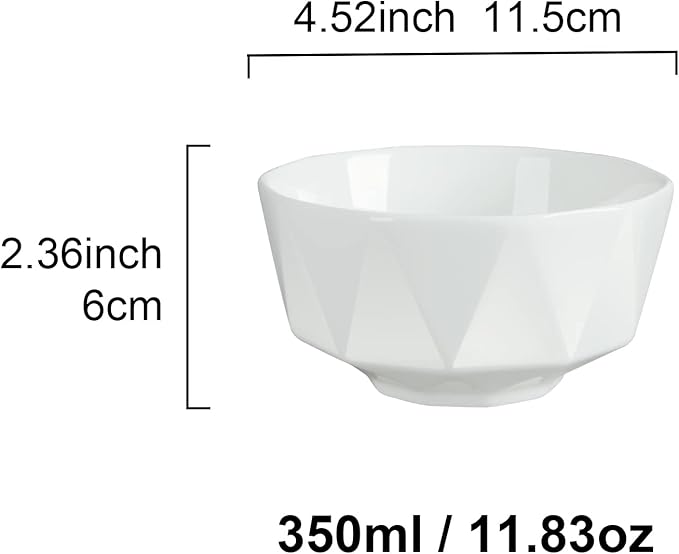 fanquare 12 OZ Dessert Bowls Set of 6, 4.5 Inch Ice Cream Bowls, Microwave Dishwasher Safe Small Bowls for Kitchen Snack Side Dishes, Assorted Color