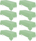 8 Pack Sage Green Tablecloth 60 x 102 Inch Rectangular Table Cloth for 6 Foot Rectangle Tables, Wrinkle Resistant Washable Polyester Fabric Table Covers for Wedding Party Banquet Buffet and Camping