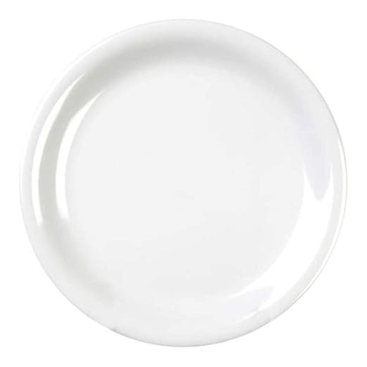 Yanco MS-109WT Mile Stone Narrow Rim Round Plate, 9" Diameter, Melamine, White Color, Pack of 24