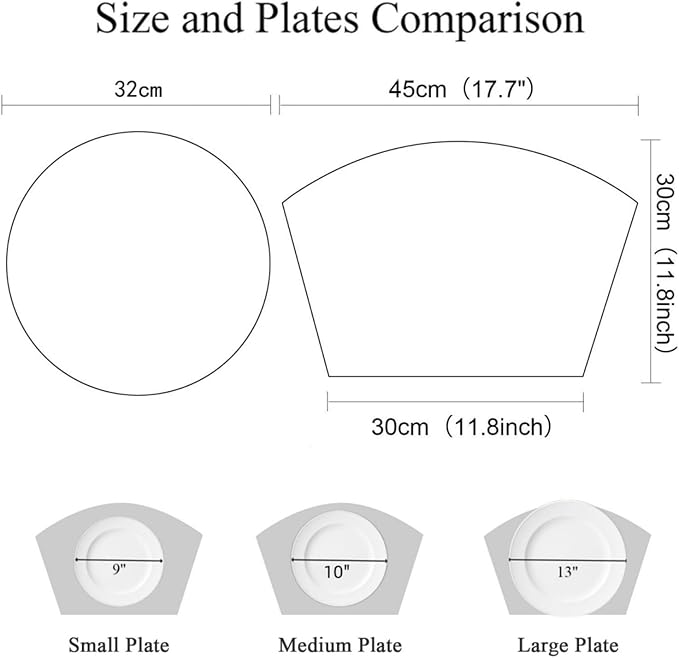 SHACOS Round Table Placemats Set of 7 Wedge Shaped Place Mat with Centerpiece Circle Mat Heat Resistant Small Round Table Mats Washable (7, Beige)
