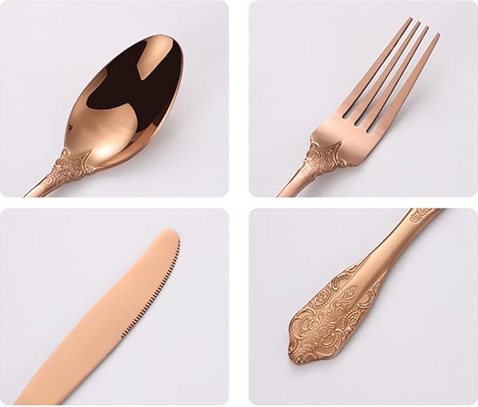 Vintage Colorful Silverware Flatware Set for 10, European Classic Style 40 Pieces Stainless Steel Tableware Cutlery Set,Fine Kitchen Utensils for Wedding Restaurant Hotel Christmas