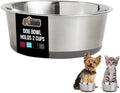 GORILLA GRIP Dog Bowls, Holds 2 Cups Each (16 fl oz), Heavy Duty Stainless Steel Food and Water Bowl for Feeding Dogs and Cats, Dishwasher Safe, Rust Resistant, BPA Free Rubber Base, Set of 2 Gray