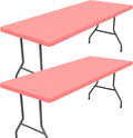 Spandex 4 Foot Rectangle Table Cloth 2 Pack, Elastic Fitted Tablecloths for Picnic, Stretch Washable Patio Table Cover for Outdoor, Camping, Banquet and Parties (Coral Red, 24"x48")