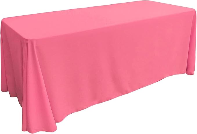 LA Linen Polyester Poplin Washable Rectangular Tablecloth, Stain and Wrinkle Resistant Table Cover 90x132, Fabric Table Cloth for Dinning, Kitchen, Party, Holiday 90 by 132-Inch, Hot Pink